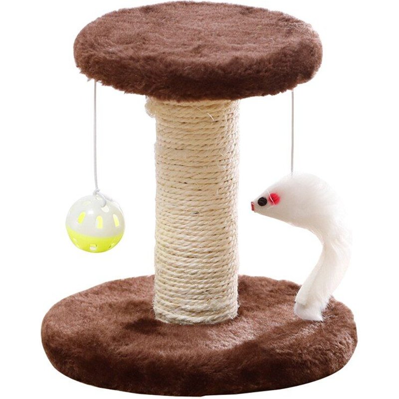 Arbre À Gratter Pour Chat, 2 Niveaux, Avec Boule Et Souris, Jouet À Gratter Pour Chaton Bo609