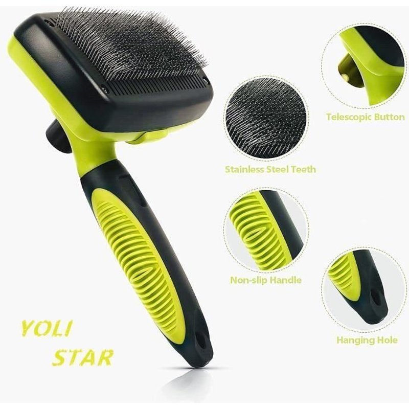 Brosse Chien Et Chat, Brosse Peigne De Toilettage Rétractable Pour Les Animaux À Poil Long, Enlèvement Efficace Autonettoyante Jusqu