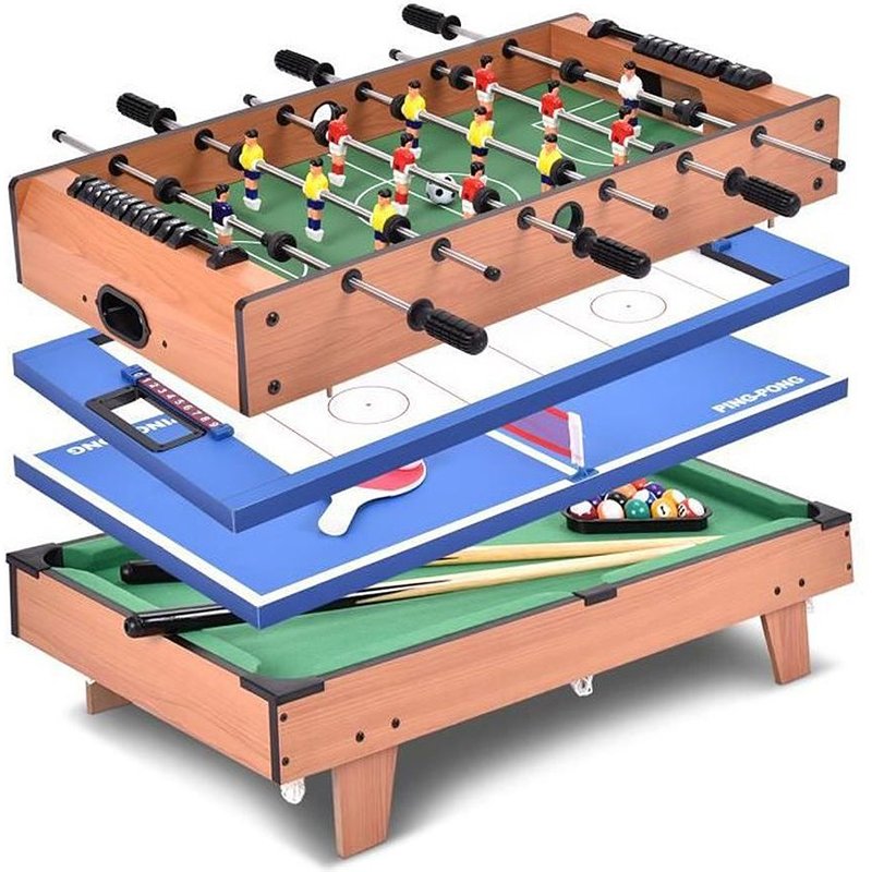 Belfoyer Table Multi-jeux 4 en 1 Billard, Ping Pong, Hockey et Football de Table pour Toute la Famille