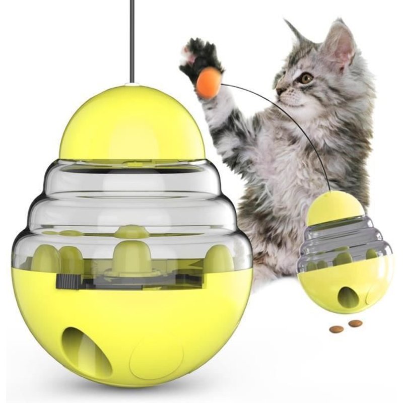 Jouets Pour Chat Jaune Tumbler Balle Jouet Bâton Chat Balle Alimentaire Qui Fuit