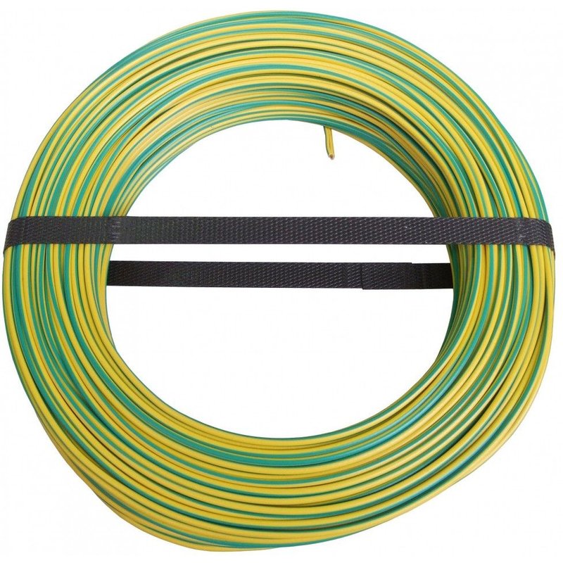Fil électrique h07vu vert / jaune, 1.5 mm² L.100 m