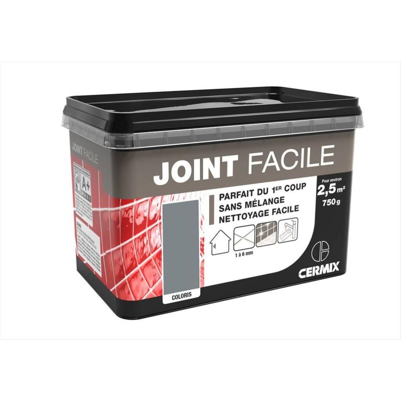 Joint pâte carrelage CERMIX gris moyen 0.75 kg, 2.5 m² Joint facile gris moyen 2