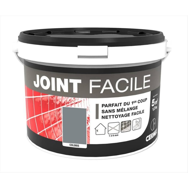 Joint pâte carrelage CERMIX gris moyen 1.5 kg, 5 m² Joint faicle gris moyen 5m²