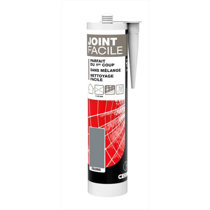 Joint pâte carrelage CERMIX gris moyen 310 ml Joint facile gris moyen 1m²