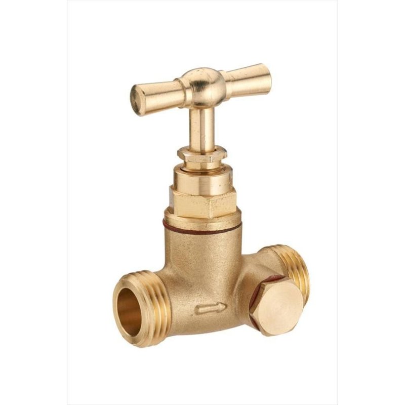 Robinet d'arrêt purgeur 2 bouchons mâle/mâle 15 x 21mm