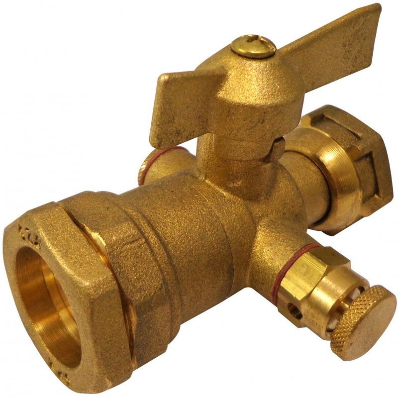 Robinet de compteur à compression laiton 19 x 25 pour tube en polyéthylène