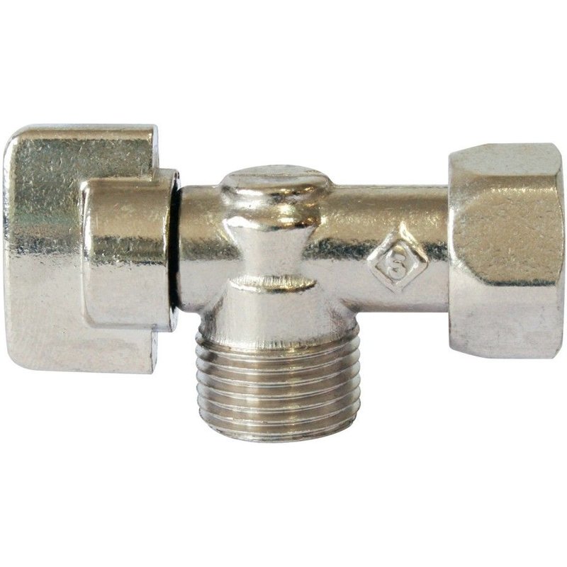 Robinet d'arrêt WC à clapet en équerre laiton nickelé