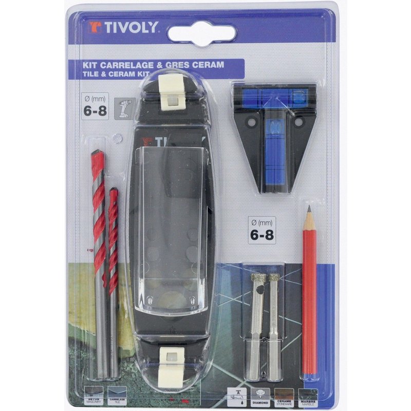 Kit perçage carrelage grès cérame, Diam.6 et 8 mm TIVOLY