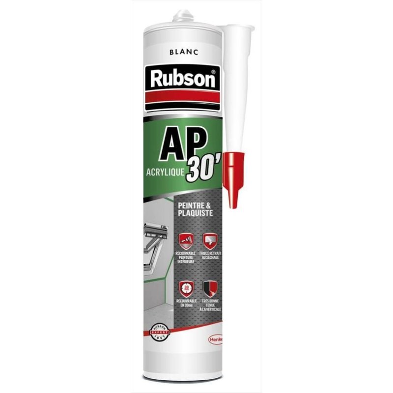 Mastic d'étanchéité mur et boiserie intérieur RUBSON AP30 blanc 300ml