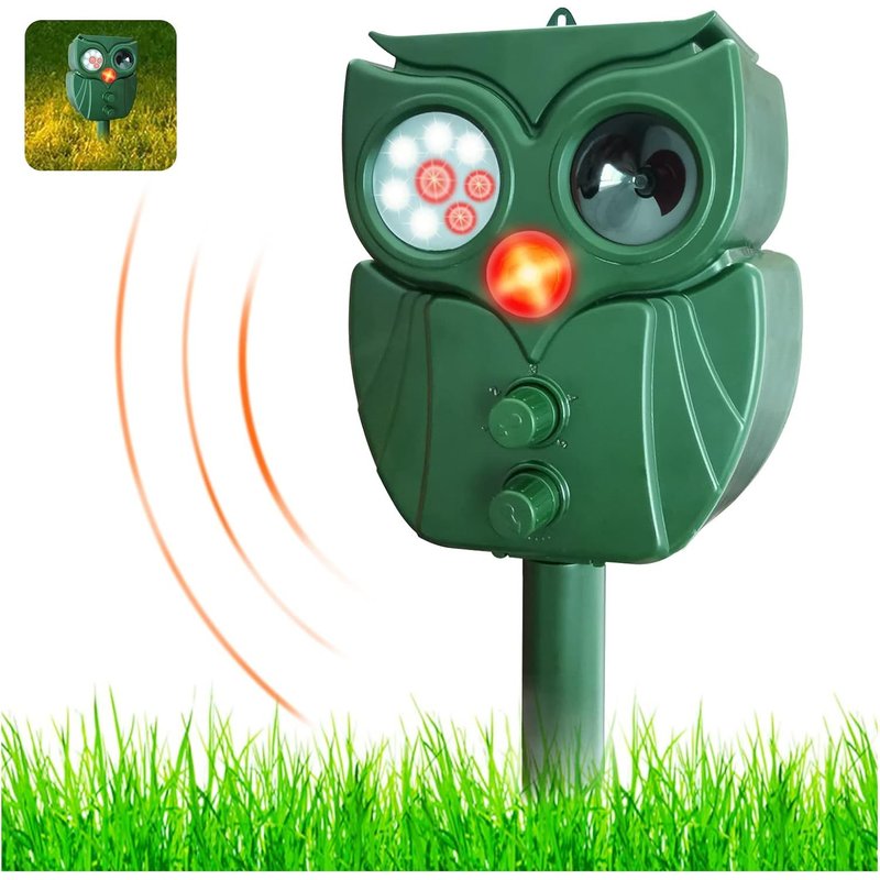 Répulsif animal à ultrasons d'extérieur à 8 LED pour chats, chiens, cerfs, tamias, répulsif animal d'extérieur pour cour, adapté aux oiseaux, lapins, ratons laveurs