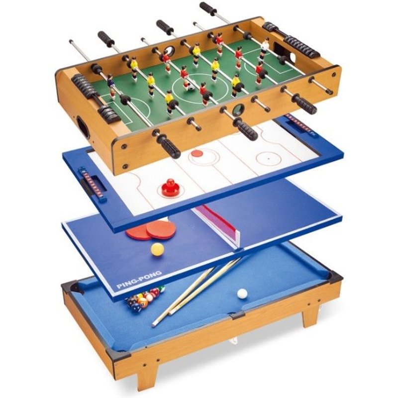 Table de jeu,4 en 1 Baby-foot,Billard Tennis de table,Football,hockey,MDF et bois,multifonctionnelle,Jouets de divertissement@HOMBUY