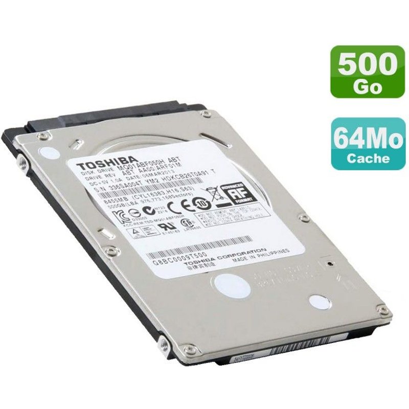 Disque Dur 500Go SATA III 2.5" TOSHIBA MQ02ABF050H 6Gbps 5400RPM 64Mo