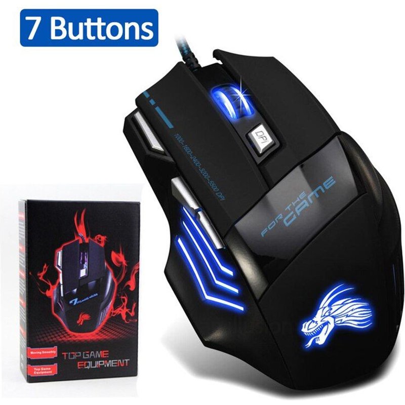 Souris De Jeu Filaire USB 7 Boutons 5500 DPI Réglable LED Rétroéclairé Souris Optique Gamer Souris Pour Ordinateur Portable PC Portable - 21SB0715A00037
