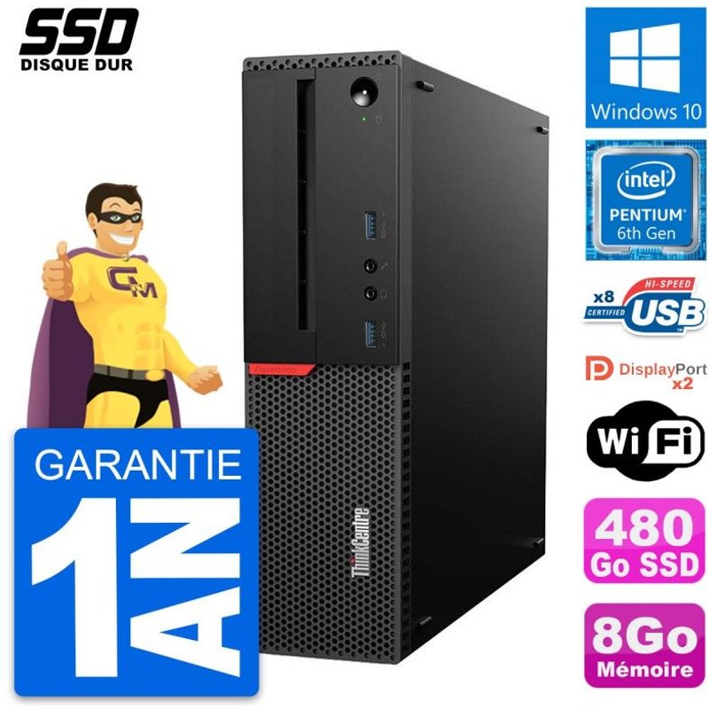 PC Lenovo ThinkCentre M800 SFF Intel G4400 RAM 8Go SSD 480Go Windows 10 Wifi