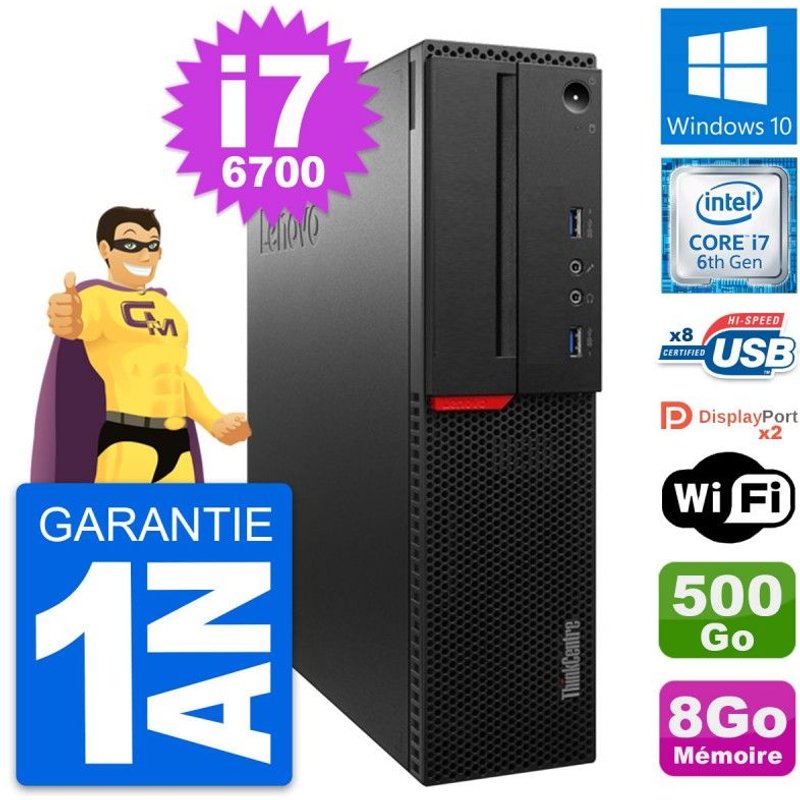 PC Lenovo ThinkCentre M800 SFF Core i7-6700 RAM 8Go Disque 500Go Windows 10 Wifi