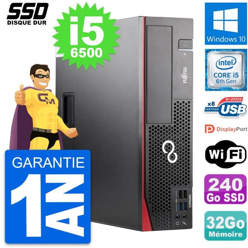 PC Fujitsu Esprimo D556 DT Intel Core i5-6500 RAM 32Go SSD 240Go Windows 10 Wifi