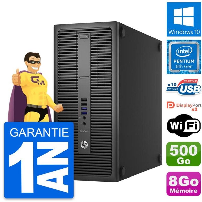 PC Tour HP EliteDesk 800 G2 Intel G4400 RAM 8Go Disque 500Go Windows 10 Wifi