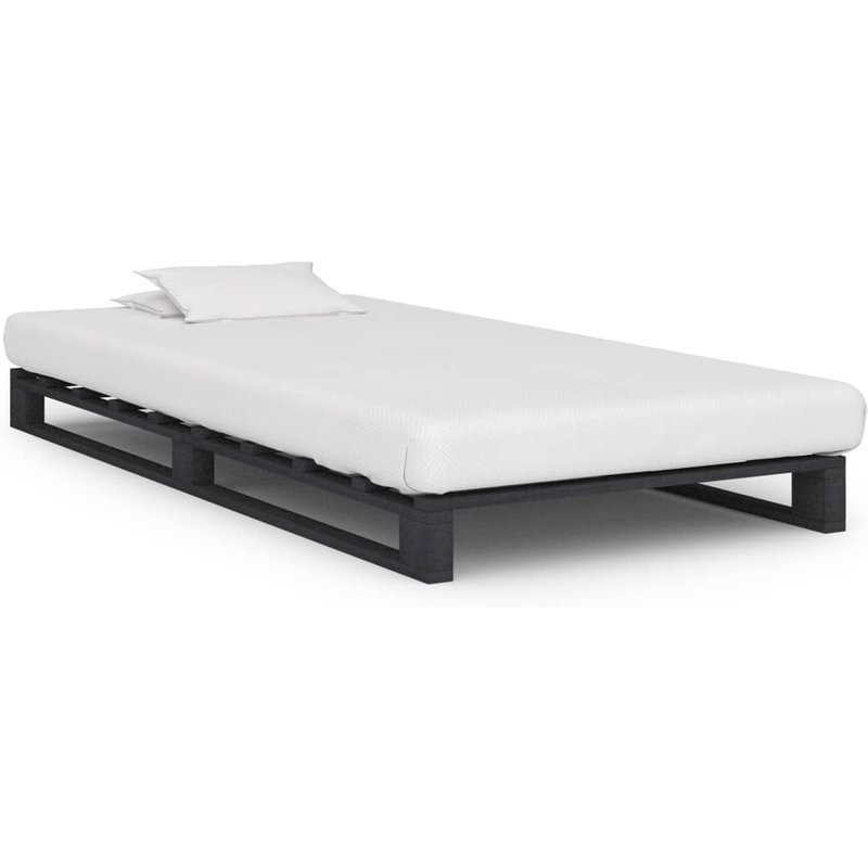 Vidaxl Cadre De Lit De Palette Gris Bois De Pin Massif 90 X 200 Cm