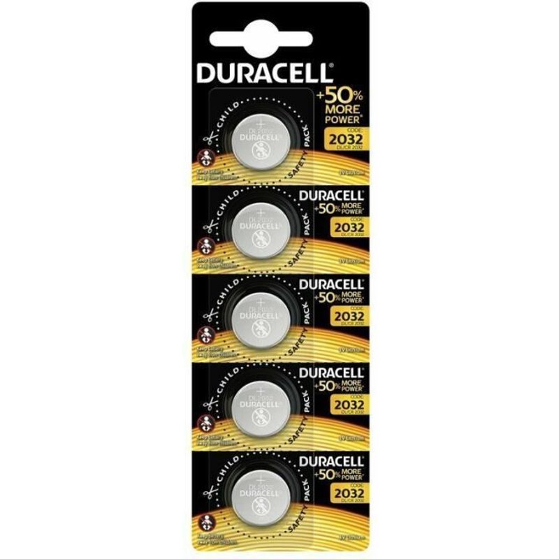 PLAQUE DE 5 Duracell CR2032 DL2032 ECR2032 5BL HSDC Mini Lithium battery