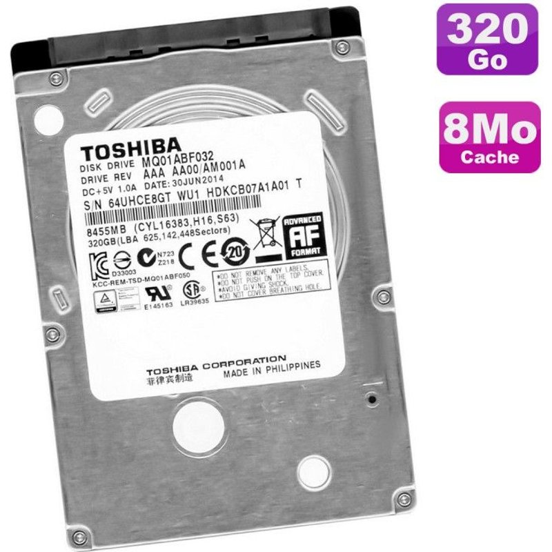 Disque Dur 320Go SATA III 2.5" TOSHIBA MQ01ABF032 069CJ7 6Gbps 5400RPM 8Mo