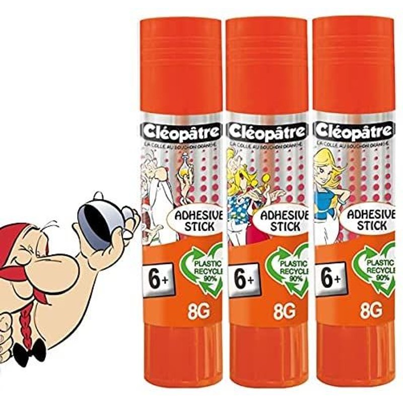 Boîte de 6 bâtons de colle Transparente Adhésive Stick Asterix en 8 g