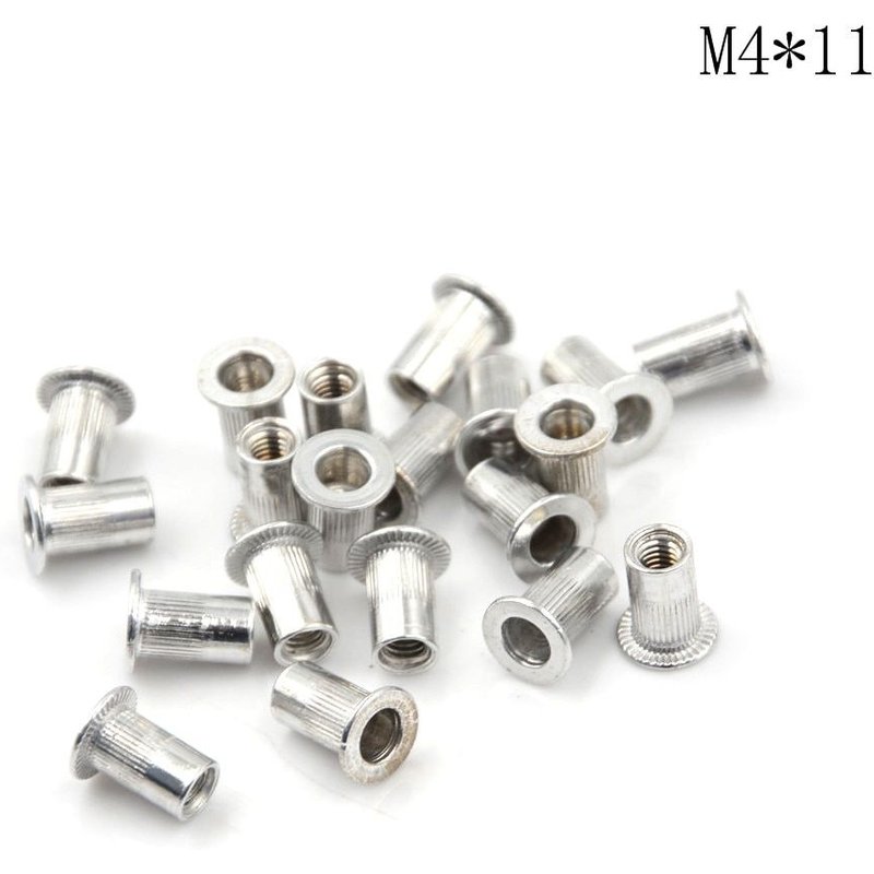 Lot de 20 rivets filetés en alliage d'aluminium M4 M5 M6 M8 M10, tête plate, bouchon d'insertion