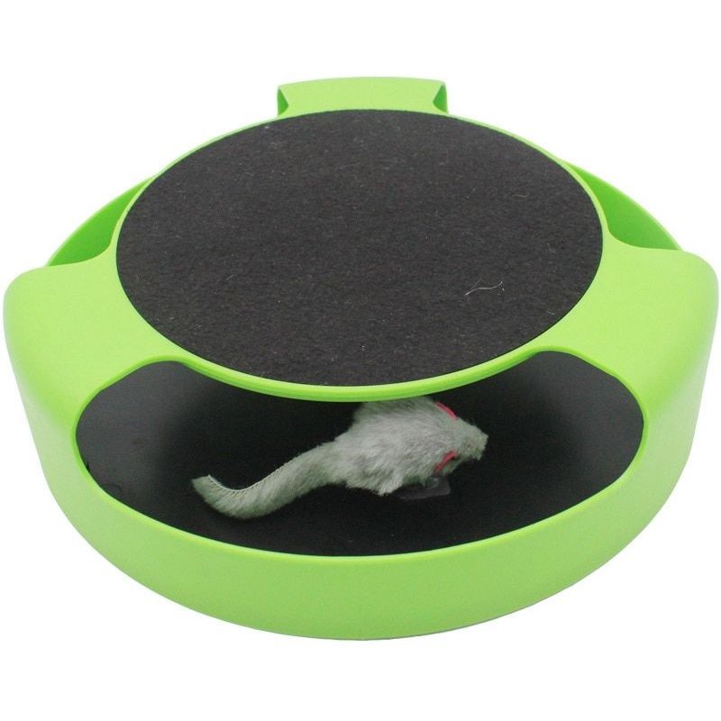 2 In1 chat jouets interactifs avec des souris en cours d'exécution et tapis à gratter