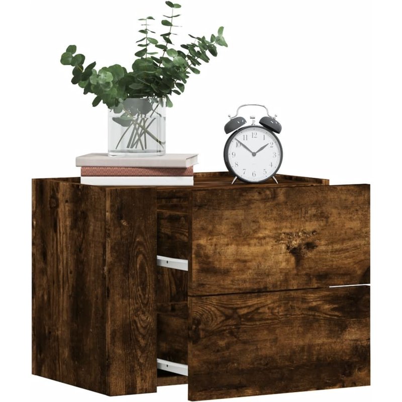 Vidaxl Table De Chevet Murale Chêne Fumé 45x30x35 Cm
