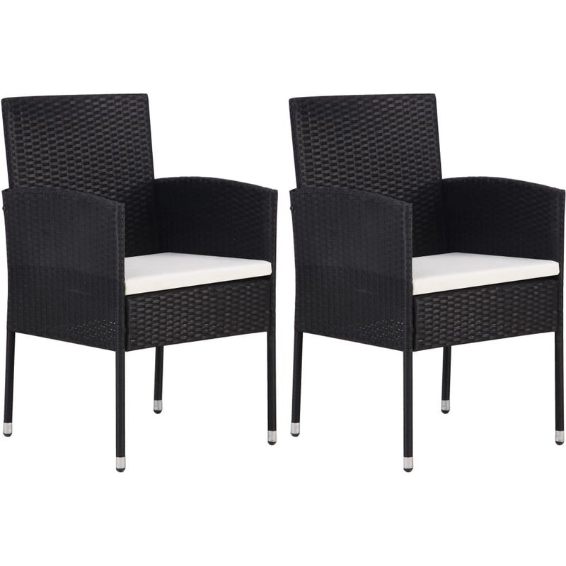 Vidaxl Chaises De Jardin Coussins Blanc Crème 2pcs Noir Résine Tressée