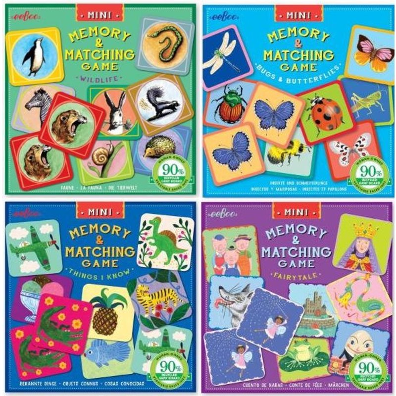 Eeboo Lot De 4 Mini Jeu De Mémoire Correspondances Memory And Matching Game