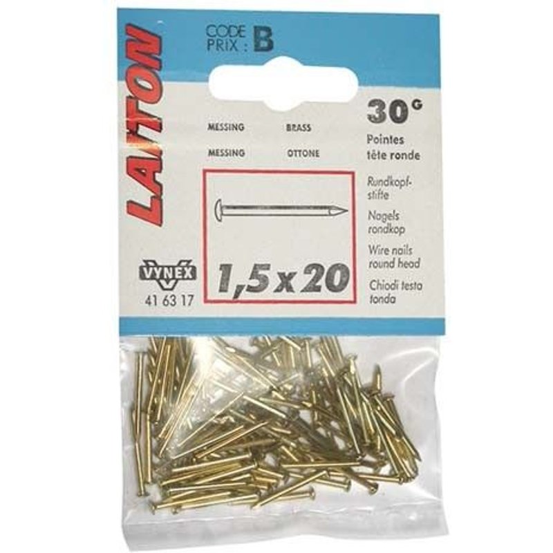 Pointe à tête ronde - laiton - 1.5x16 mm