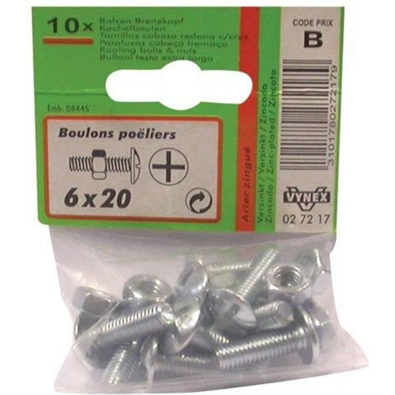 Boulon poêlier - acier zingué - 8x50 mm