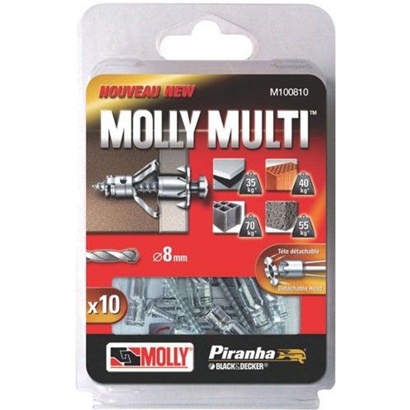 Cheville - 4x37 mm + vis + lot de 10