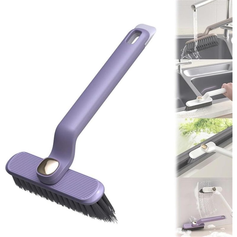 Brosse de nettoyage de crevasses rotative multifonctionnelle-violet, brosse de nettoyage de crevasses à poils rigides, brosse de nettoyage de crevasses trois en un
