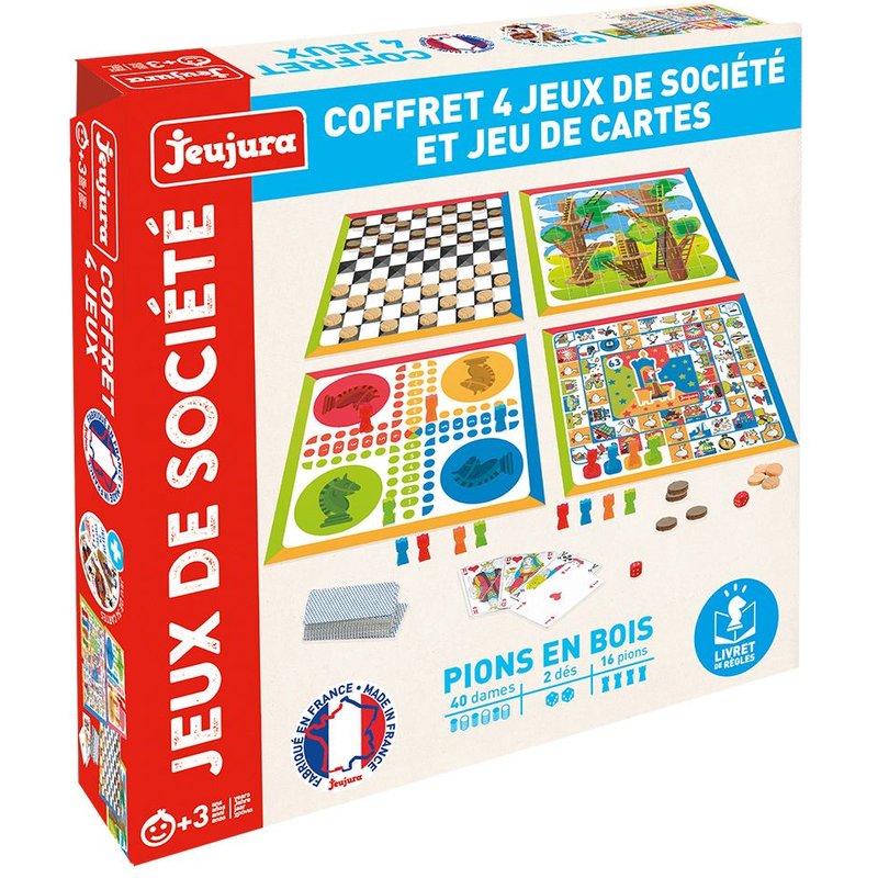Jeu De Societe Coffert "4 Jeux" Et Jeu De Cartes