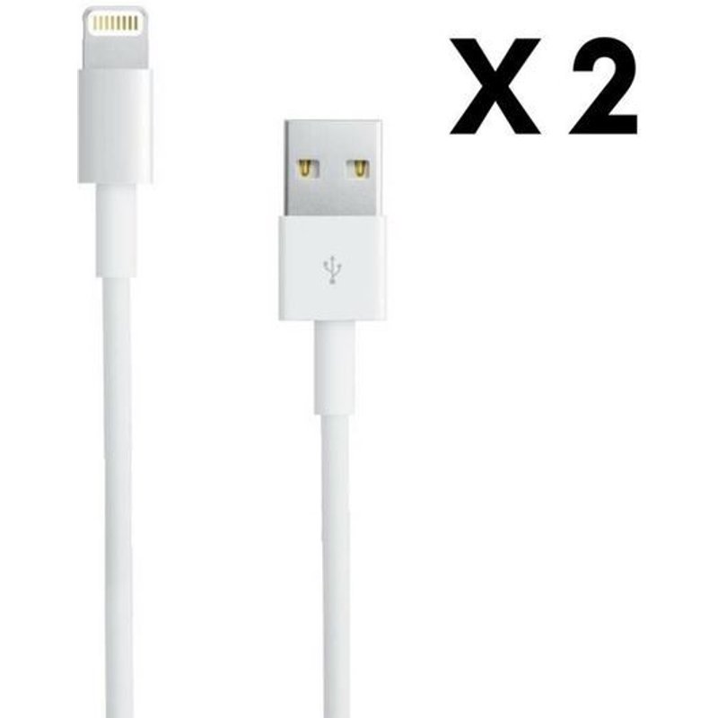 Lot de 2, Câble USB vers Lightning Câble USB-A vers Lightning Câble USB Blanc 1M Câble Lightning Cable USB-A, APC Company®