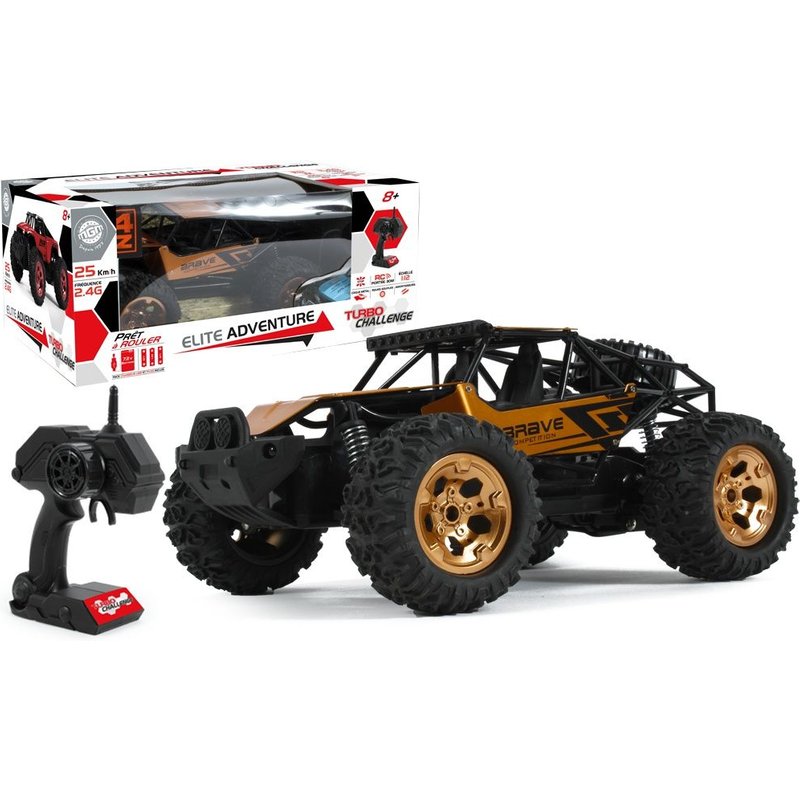 Turbo Challenge Buggy De 34 Cm Radiocommandé 2.4 Ghz - Coque Métal Marron Et Pneu Souple