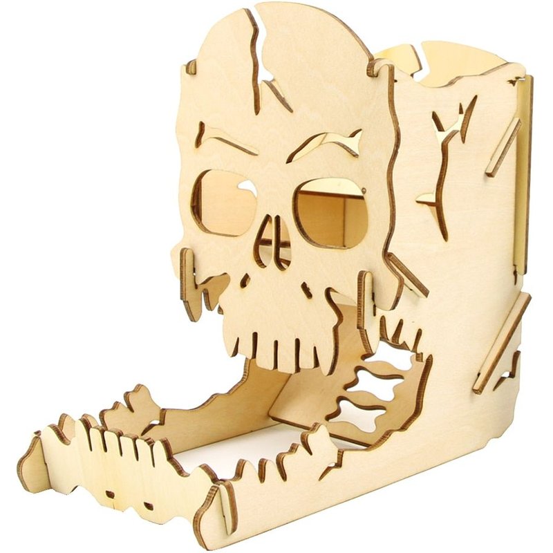 Tour À Dés Et Plateau En Bois, Sculpture De Crâne, Rouleau À Dés Pour Jeux De Société Rpg D & D