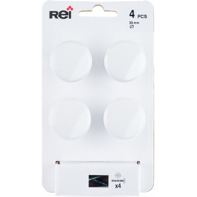 Lot de 4 boutons de meuble Rond zamak peint H.27 x l.33 x P.33 mm