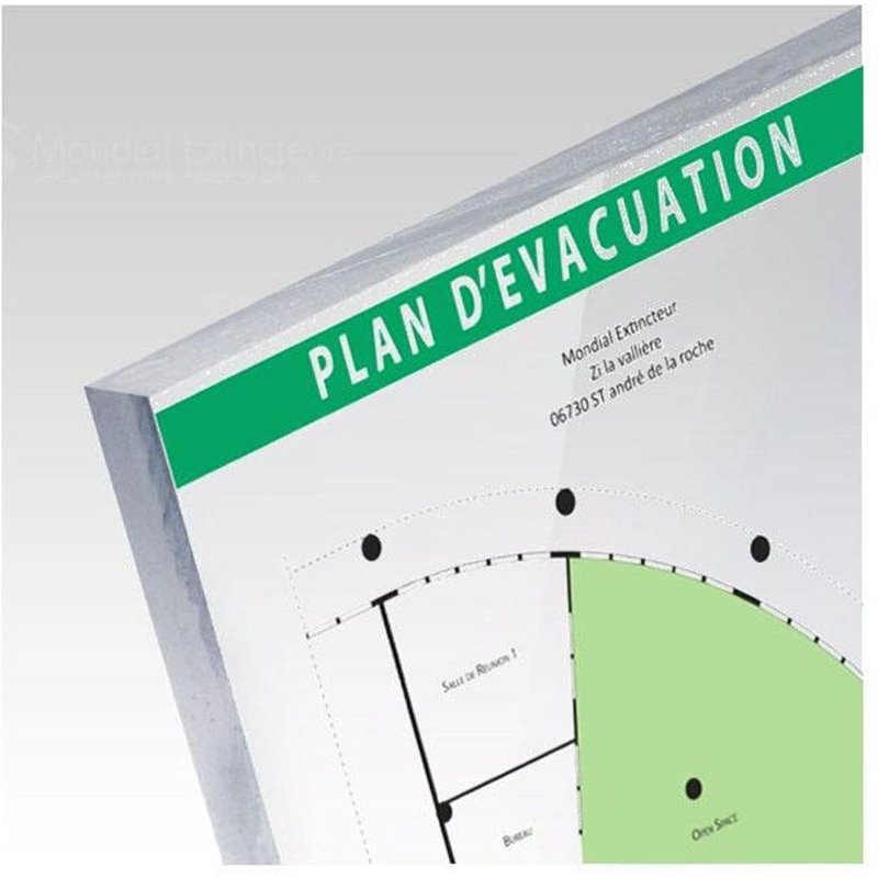 Plan d'évacuation Plexiglass 5 mm - Format A0