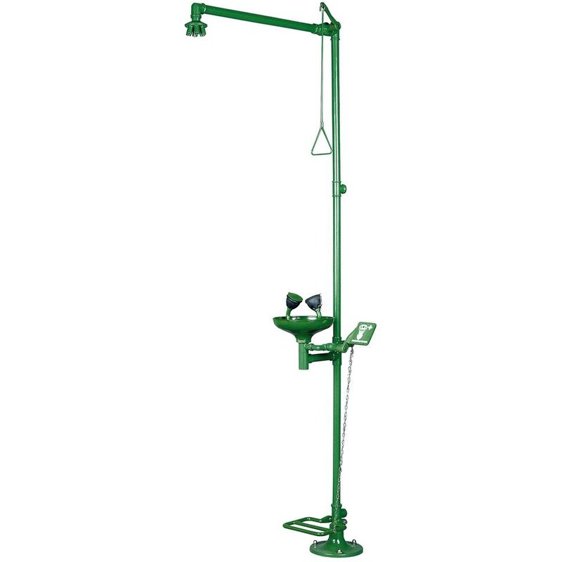 Douche de sécurité sur pied avec lave-yeux