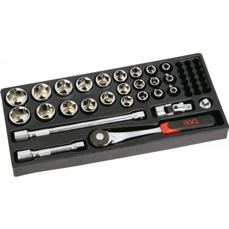 Module 1/3 en mousse - 27 outils pour douilles 1/2" 6 pans 75-SH27MM SAM OUTILLAGE