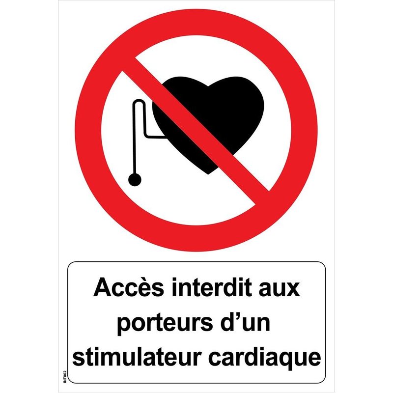 Panneau "Accès interdit aux porteurs d'un stimulateur cardiaque" - PVC A5
