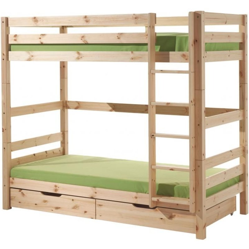 Vipack Pino Lit Superpos Pin Massif + Lot De 2 Tiroirs