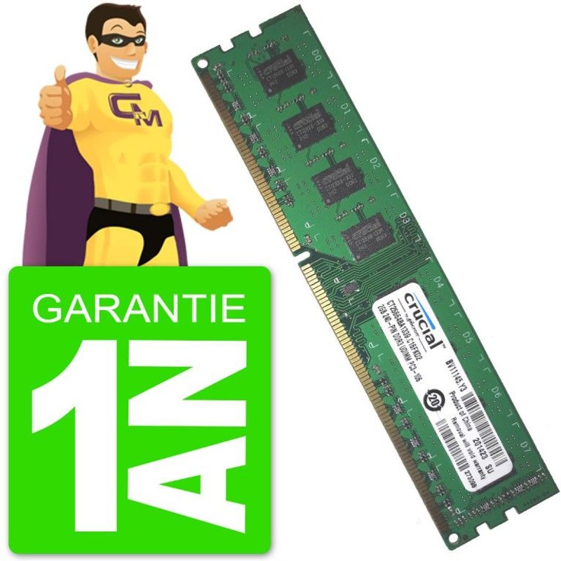 2Go RAM DDR3 PC3-10600U Crucial CT25664BA1339.C16FKD2 DIMM PC Bureau