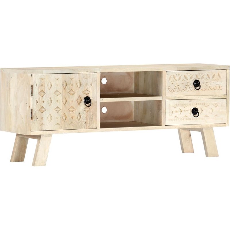 Vidaxl Meuble Tv 110 X 30 X 44 Cm Bois Massif De Manguier