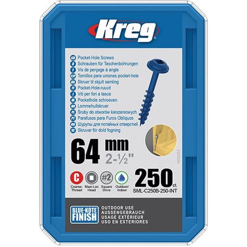 250 vis Blue-Kote - 8 x 64 mm - filetage épais - Maxi-Loc carré