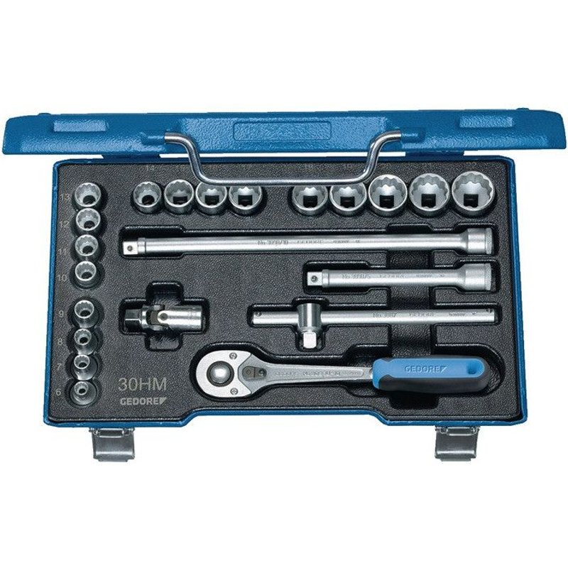 Jeu de clés à douille 30 HMU-10 22 pièces 3/8 po. ouverture de clé 6-22 mm nombr