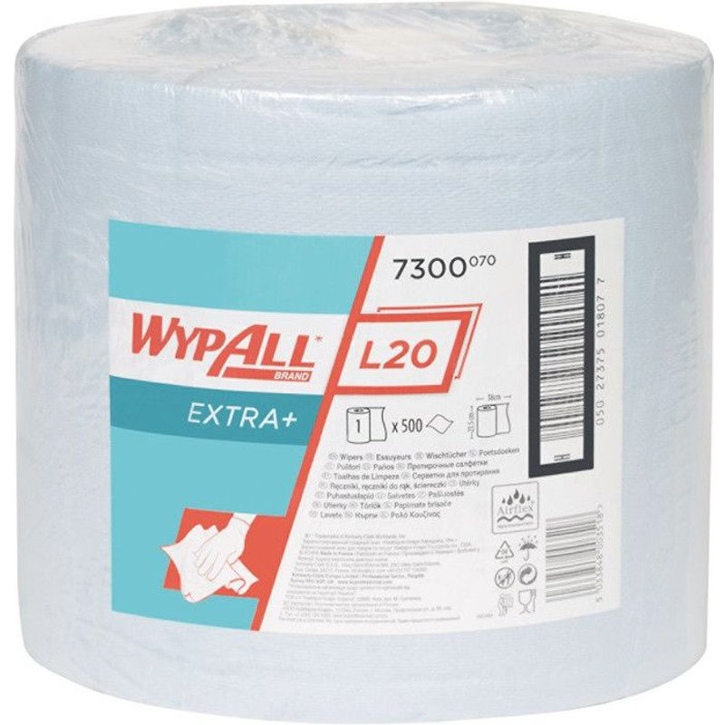 Torchon WYPALL L20 7300 L380xl235env. mm bleu 2 couches 500 serviettes/rouleau KIMBERLY-CLARK