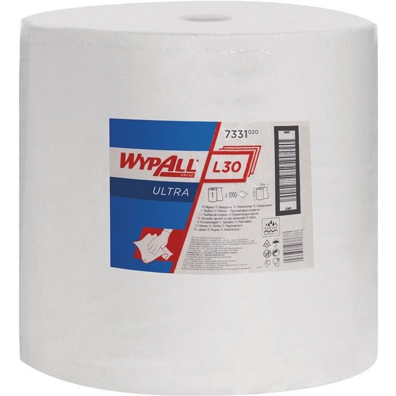 Torchon WYPALL L30 7331 L380xl370env. mm blanc 3 couches 1000 serviettes/rouleau